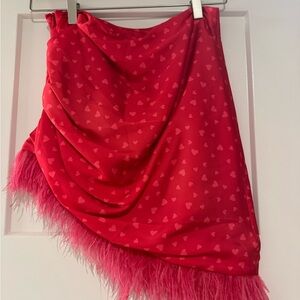 Lovers + Friends Vibrant Red Skirt with Pink Accents